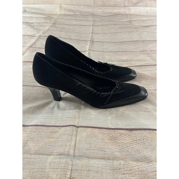 Vintage Salvatore Ferragamo Women's Boutique Black Suede Heels - 10 4A - Picture 5 of 12